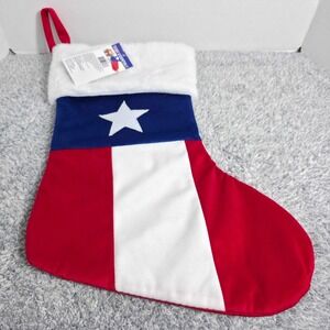 Texas Essentials Lone Star Texas Flag 18" Christmas Stocking Red White Blue NWT